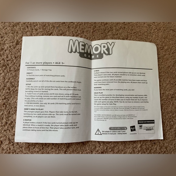 Hasbro Disney Princess Memory Matching Game 72 Princess Cards w/ Holding Tray - Picture 6 of 9